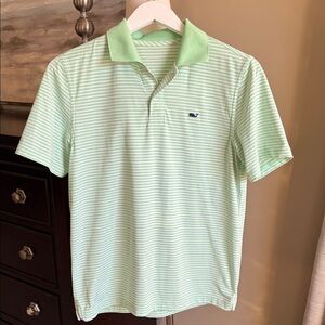 Vineyard Vines Light Green Striped Polo Boys Large (16)